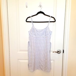 Brandy Melville Blue and White Checkered Mini Dress